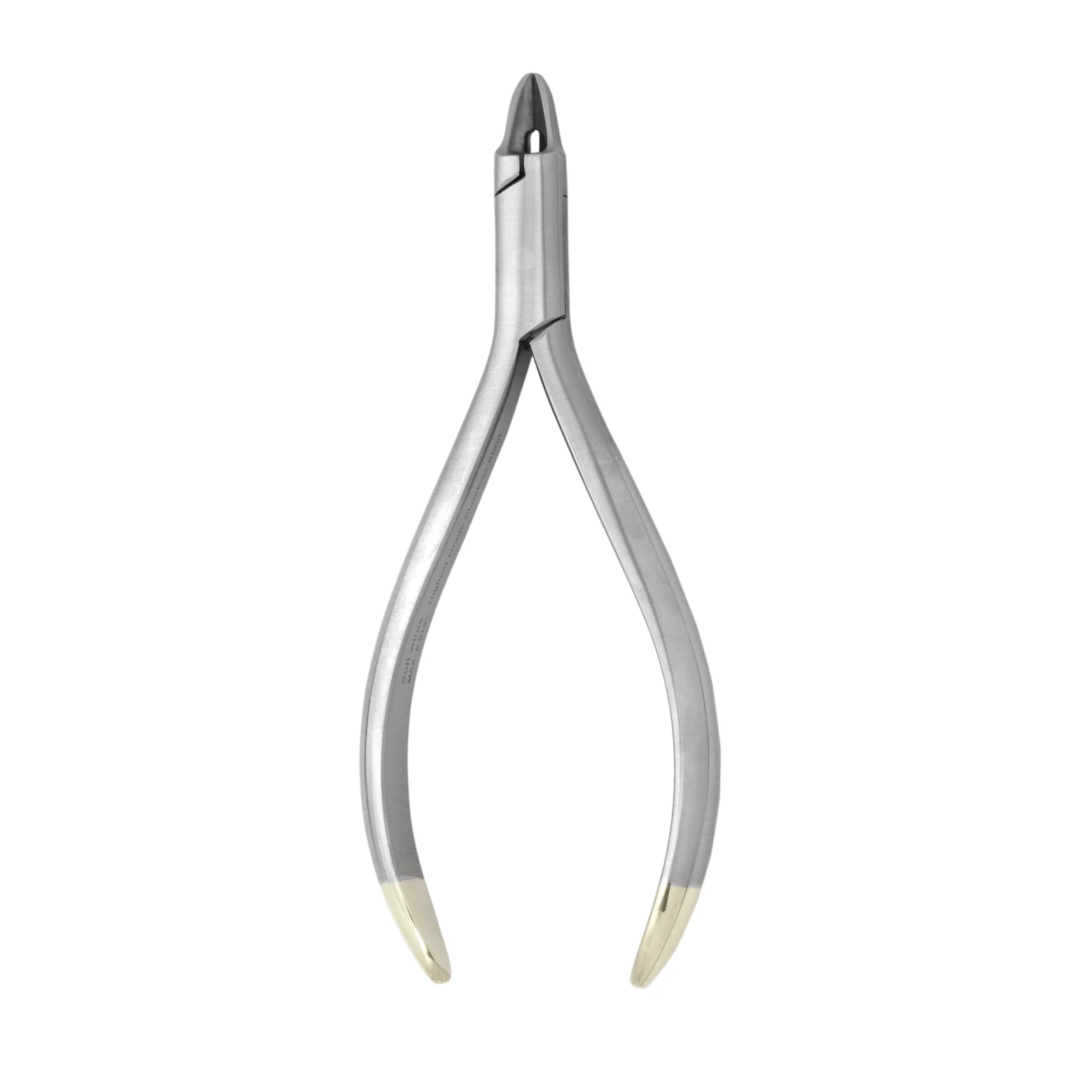 Professional stainless steel orthodontic distal end cutter pliers on a white background